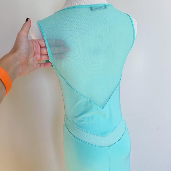 NWOT MISS MOI Sexy Evening Prom Wedding Party Gown Mint Dress Crystals Mesh S - Picture 14 of 15